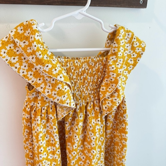 Zara Girls Yellow Floral Smocked Ruffle Sleeve Midi Dress Size 3-4 Years - Picture 2 of 4